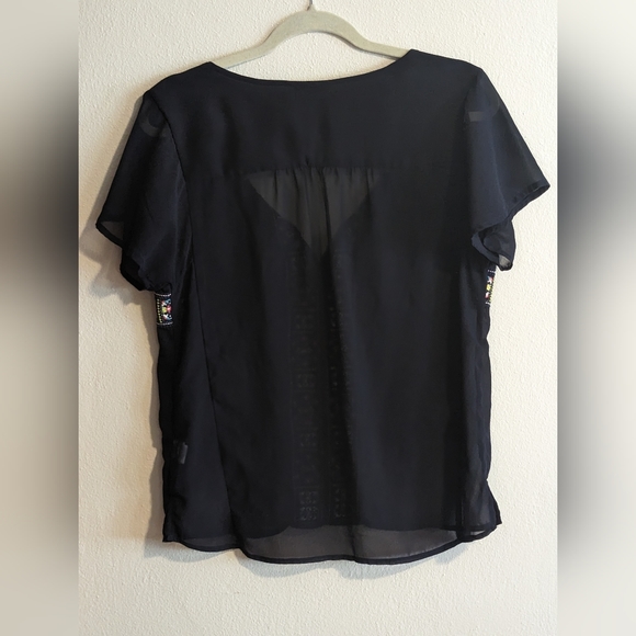 American Eagle Sheer Boho Short Sleeve Top, Size M - Picture 2 of 4